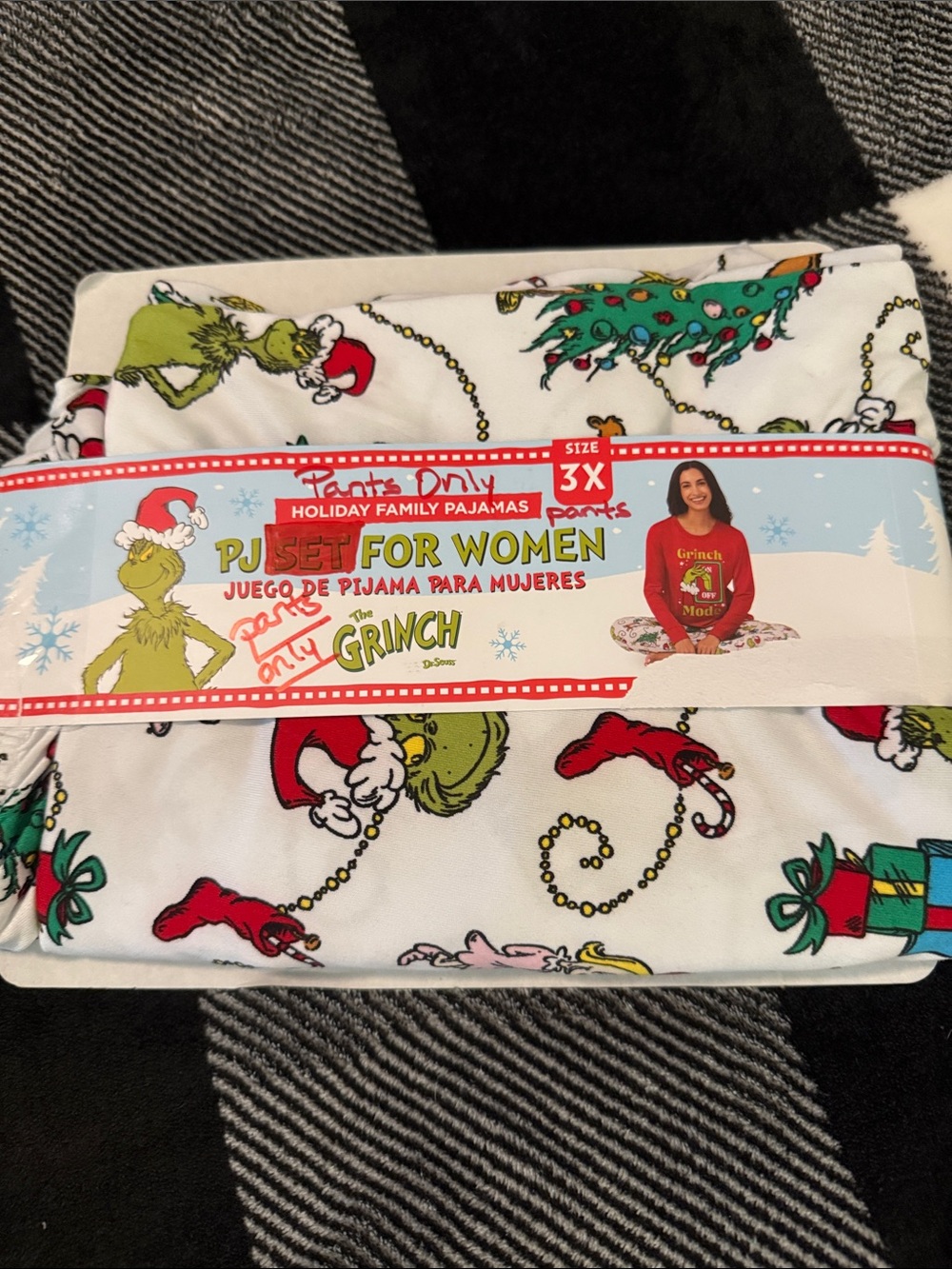 Holiday Adult Pajama Pants - White/Green Print